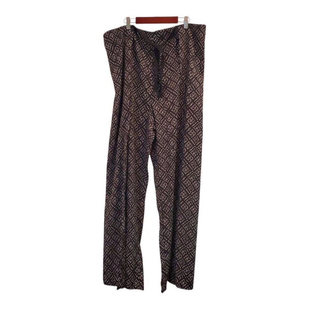 SUZANNE BETRO Palazzo Wrap Pants Wide Leg Black & White Print